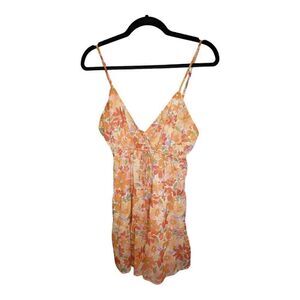 Vestique Charlie Dress Romper, Orange, Yellow and Lavender Floral Design with Su